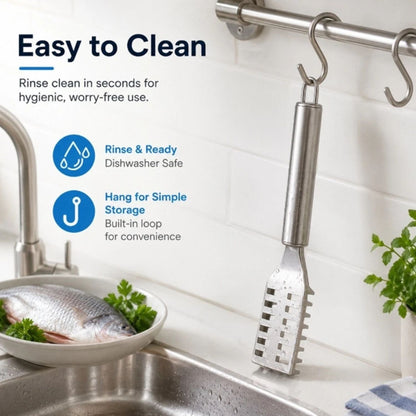 Home Collection Stainless Steel Fish Scaler Scraper Tool Seafood Scale Remover Brush Cleaner