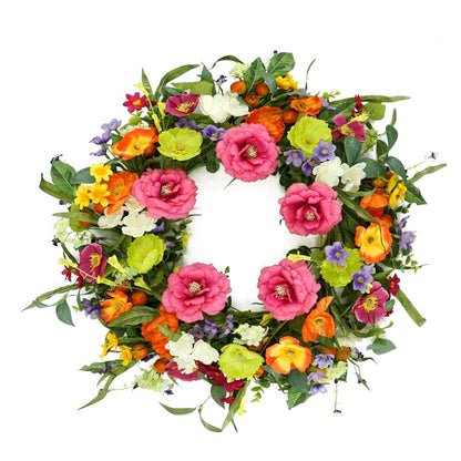 Home Collection Artificial Peony Spring and Summer Wreath 22 Inch