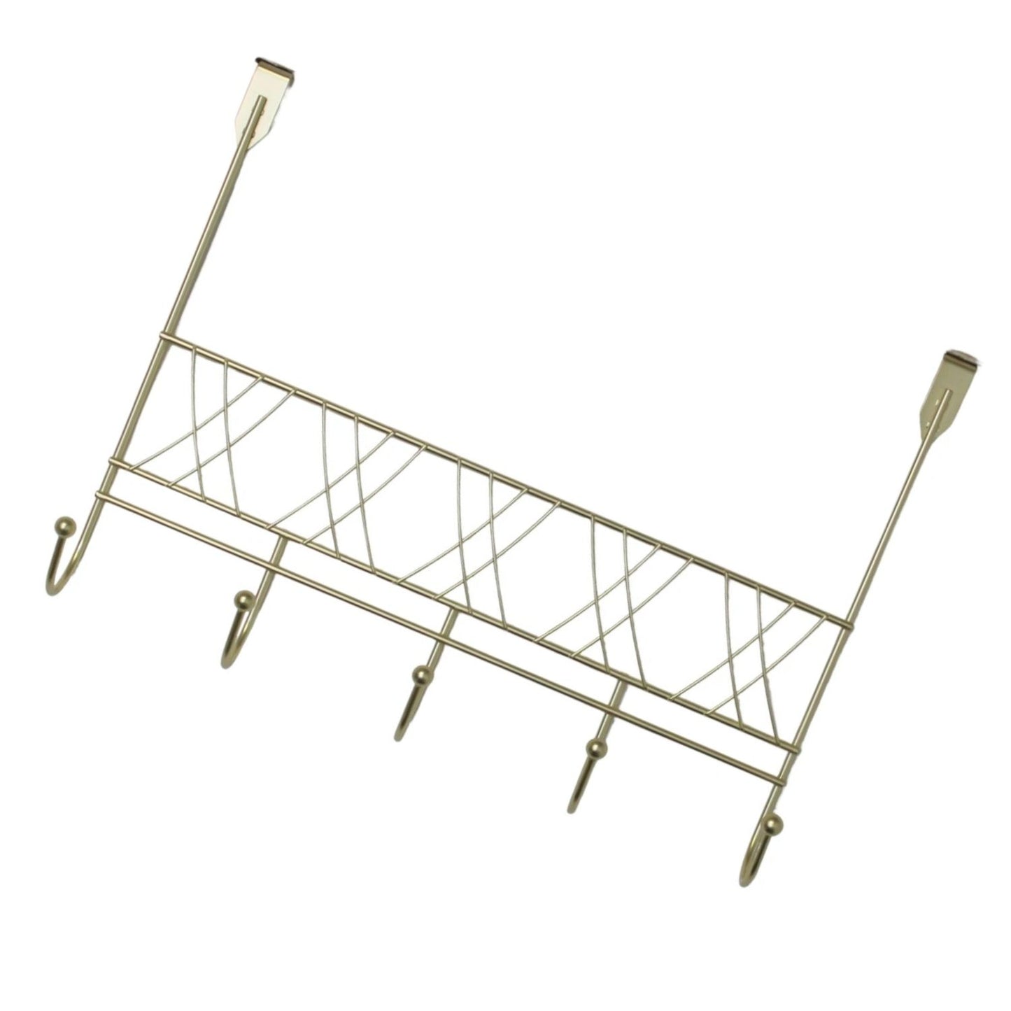 Home Collection Over The Door 5 Hook Rack Closet Storage Organizer Gold