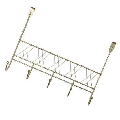 Home Collection Over The Door 5 Hook Rack Closet Storage Organizer Gold