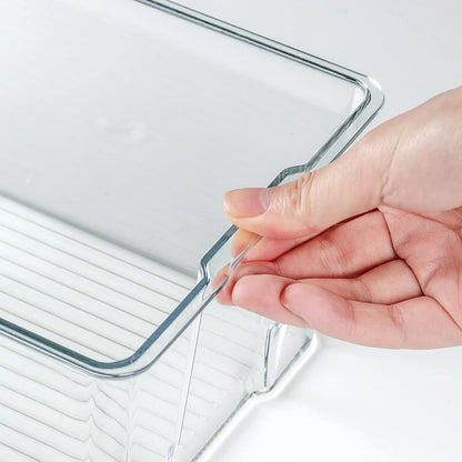 Home Collection 4 Pack Clear Plastic Storage Bins with Bamboo Lids