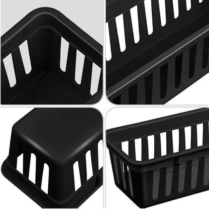 Home Collection Pack of 12 Slim Plastic Storage Baskets Tray Stackable Narrow Organizer Bins