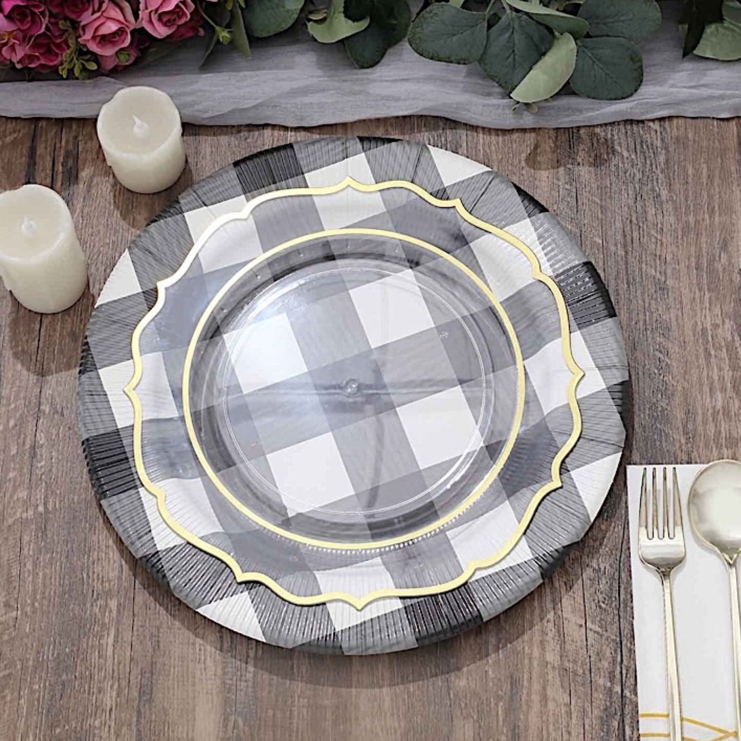 Home Collection Pack of 10 Round Disposable Paper Charger Plates 13 Inch