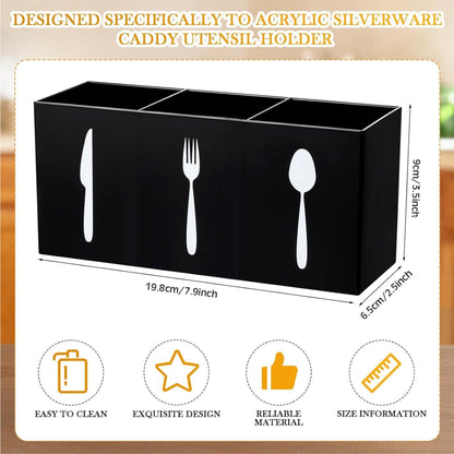 Home Collection Acrylic Cutlery Storage Organizer Bin 3 Section Silverware Caddy