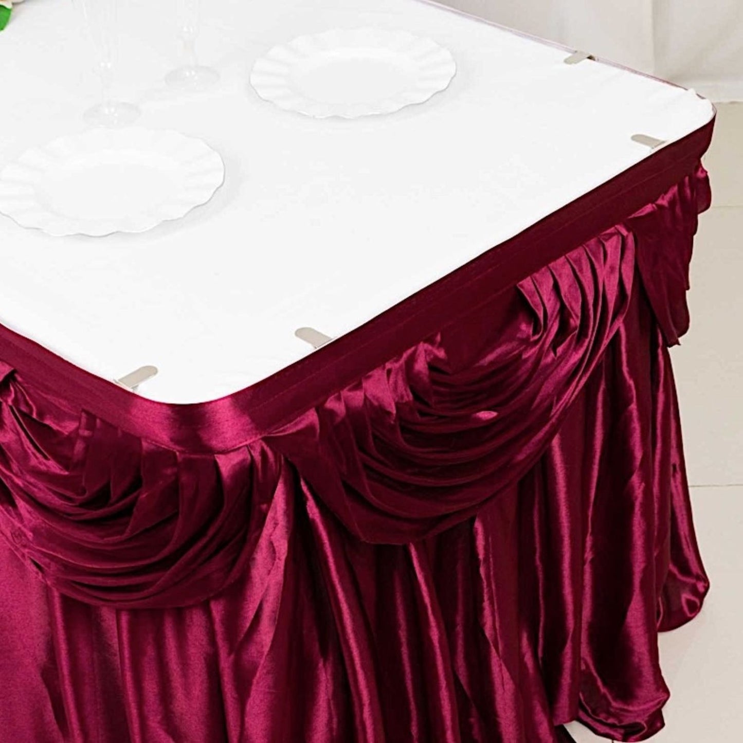 Home Collection Satin Classic Drape Table Skirt 29 Inch