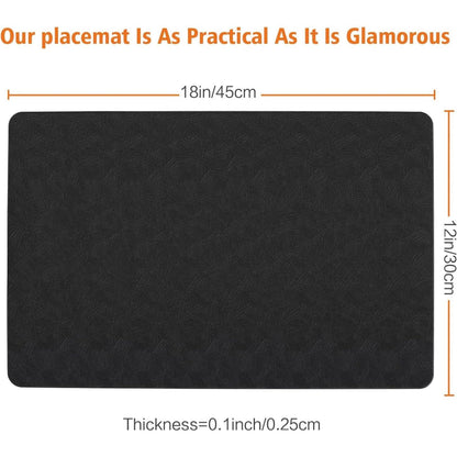 Home Collection Pack of 4 Waterproof Vinyl Leather Placemats Wipeable Dining Table Mats