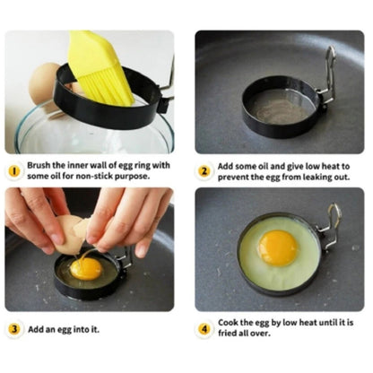 Home Collection Pack of 2 Nonstick Egg Shaper Pancake Mold Ring Set