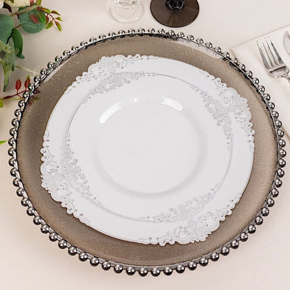 Home Collection 6-Pack Round Beaded Rim Charger Plates 12"