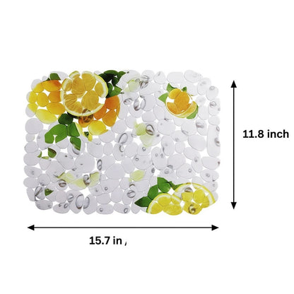 Home Collection Printed PVC Sink Mat 15.7x11.8 Inch Flexible Pebble