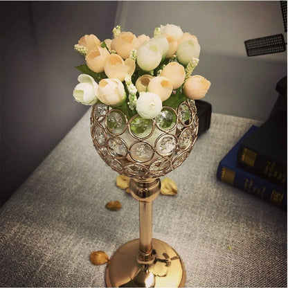 Home Collection Tall Beaded Ball Candle Holder Gold 16"