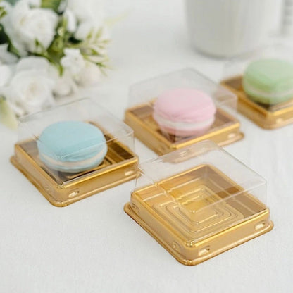 Home Collection Pack of 50 Square Gold Clear Mini Cupcake Boxes 3-Inch