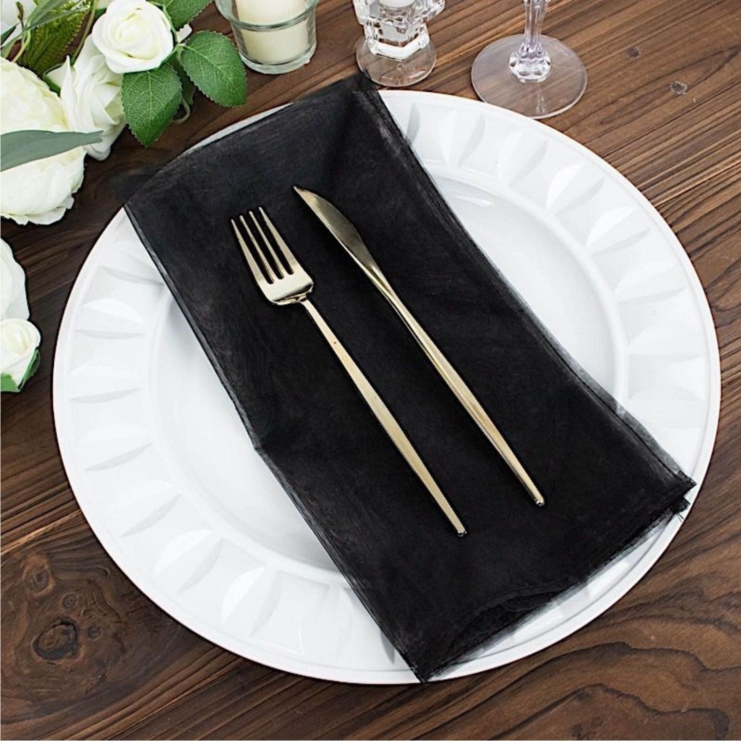 Home Collection Pack of 10 Organza Table Napkins 23x23 Inch