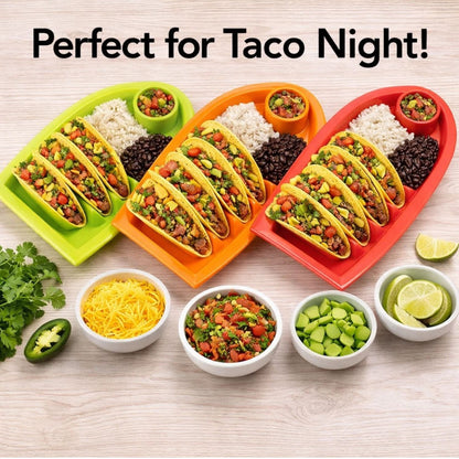 Home Collection 3-Pack Taco Holder Plates with Dividers