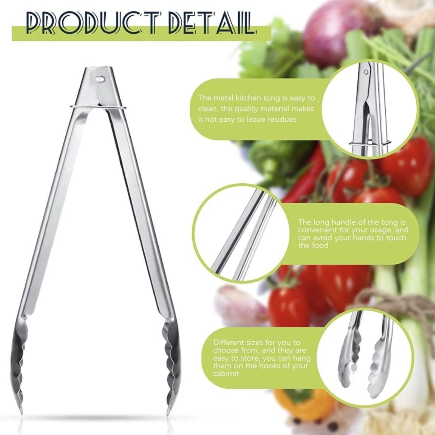 Home Collection Multi-Purpose Stainless Steel Kitchen Tongs