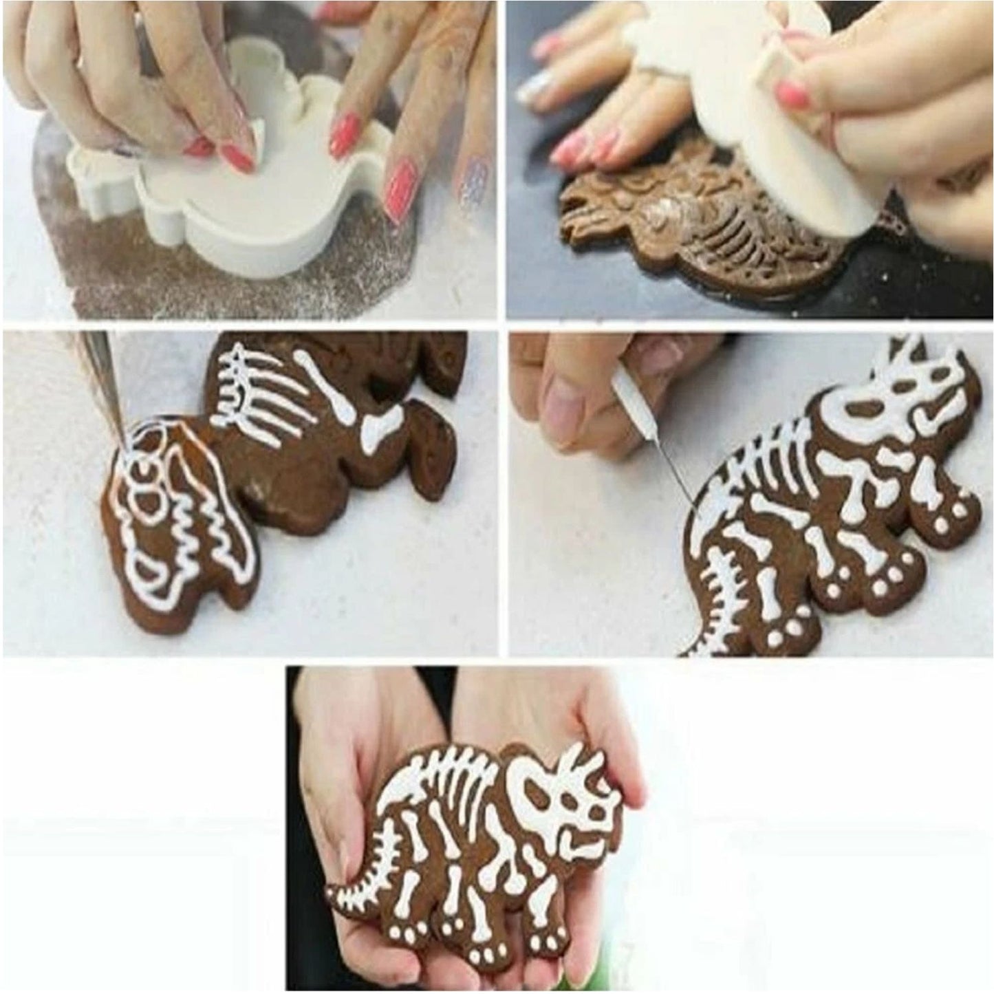 Home Collection 3Pcs Dinosaur Cookie Cutter Stampers