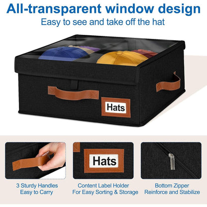 Home Collection 2in1 Stackable Hat Storage Organizer with Clear Lid
