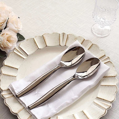 Home Collection Pack of 10 Heavy Duty Silver Plastic Serving Spoons 10"