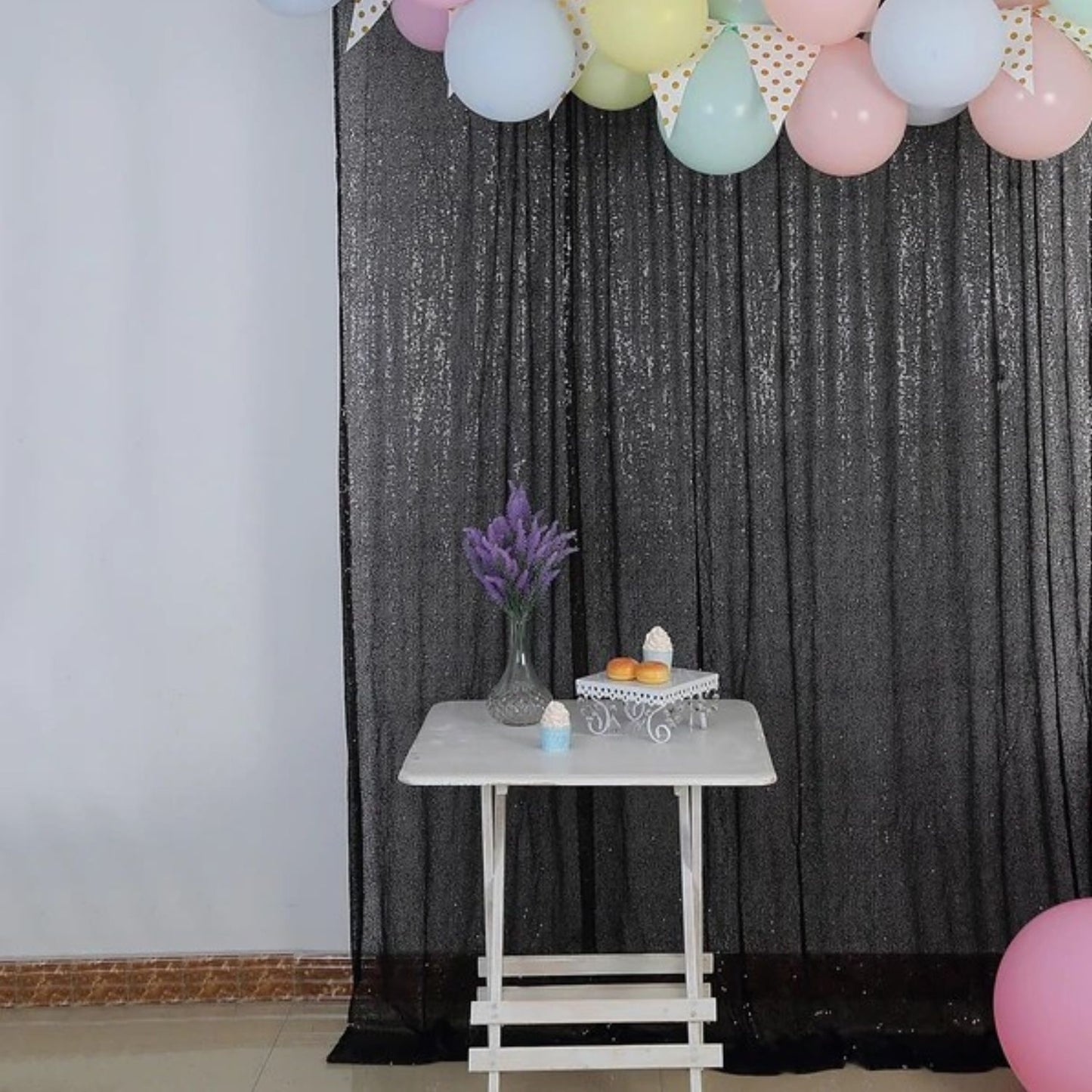 Home Collection Sequined Backdrop Curtain 8x8 ft