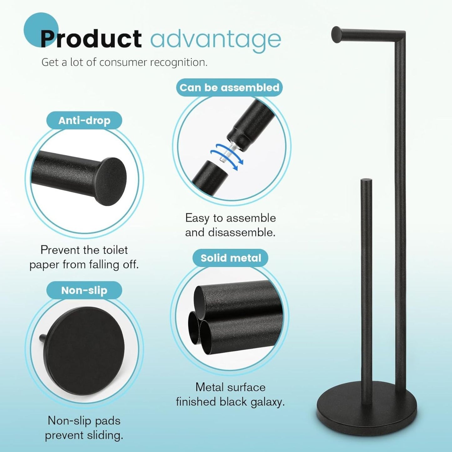 Home Collection Free Standing Toilet Paper Holder Stand with Storage