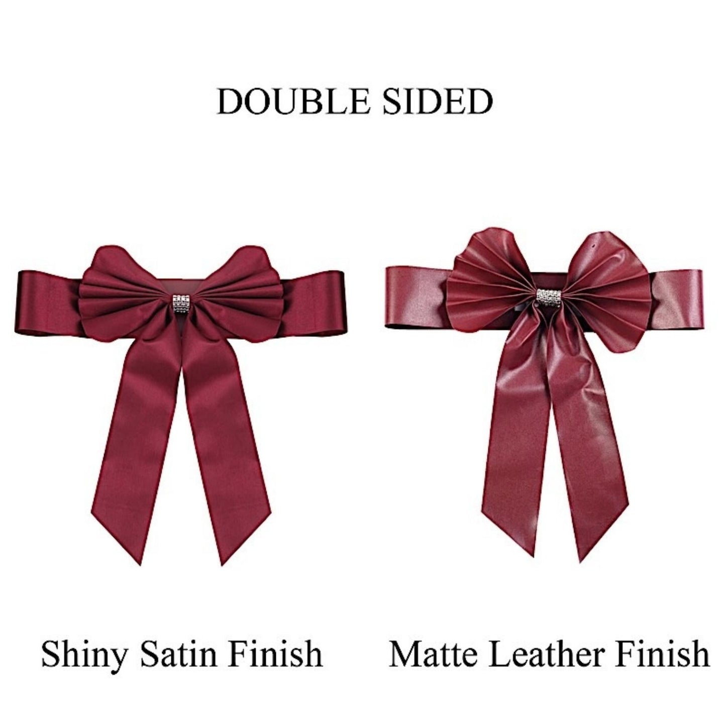 Home Collection 5Pcs Reversible Satin Faux Leather Bow Tie Chair Sashes with Buckles