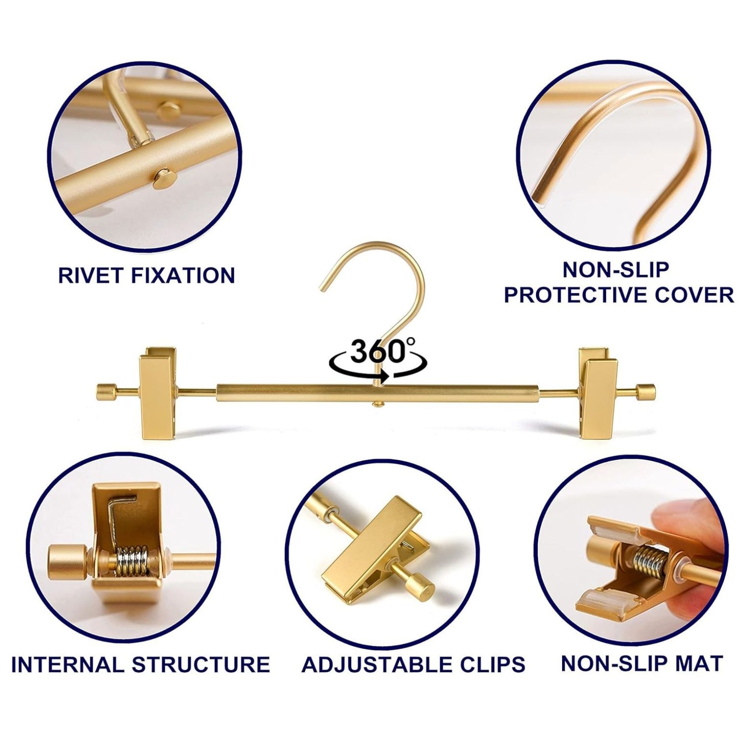 Home Collection 10 Pack Premium Matte Gold Aluminum Pants Hangers