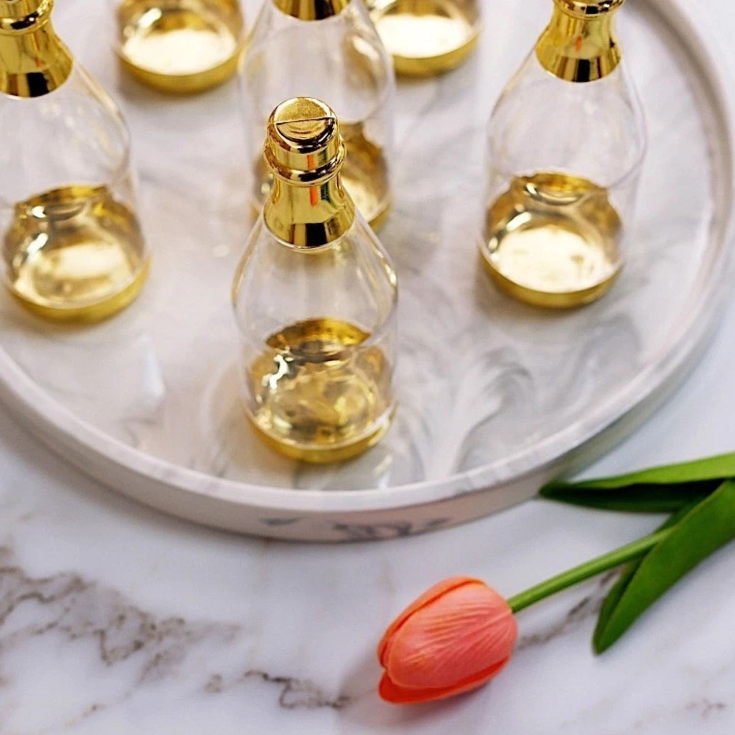 Home Collection Pack of 12 Mini Champagne Bottle Favor Clear and Gold 6"