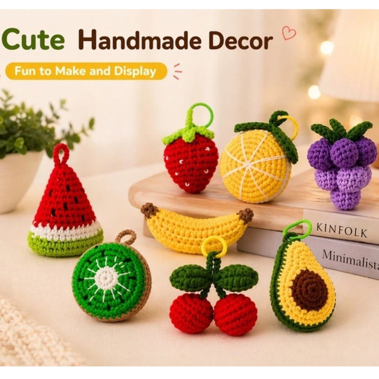 Home Collection Pack of 8 Fruit Crochet Kit for Beginners