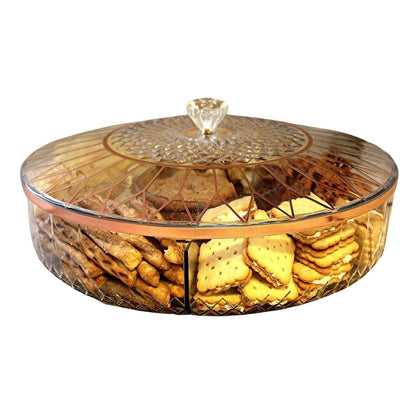 Home Collection Clear Divided Snack Serving Tray with Lid