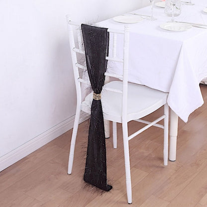 Home Collection 5Pcs Polyester Chair Sashes with Metallic Fringe