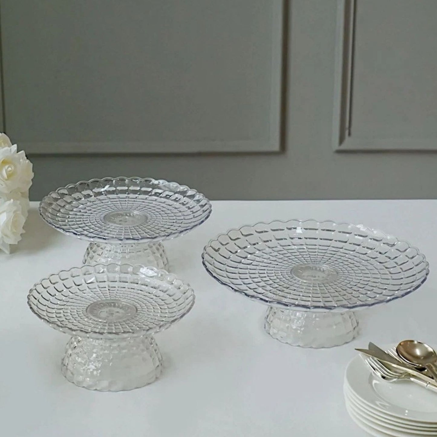 Home Collection Stackable Clear Plastic Cupcake Stands