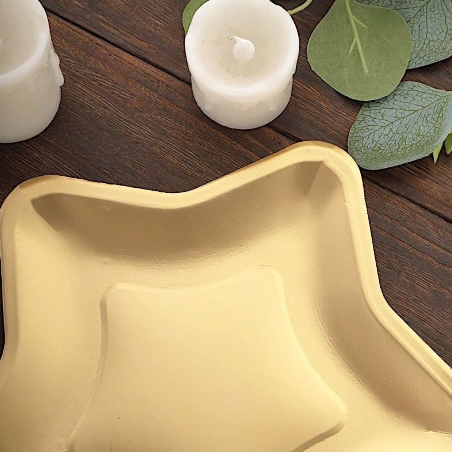 Home Collection 25Pack Star-Shaped Paper Plates Matte Gold 9"