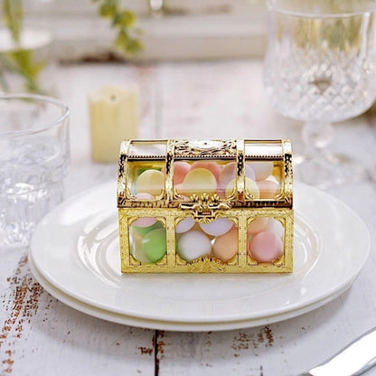 Home Collection 24-Pack 2.5" Mini Treasure Chest Favor Boxes Clear and Gold