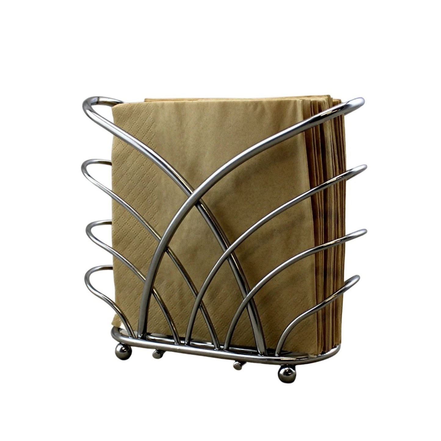 Home Collection Silver Chrome Metal Napkin Holder Crisscross Cocktail Table Stand