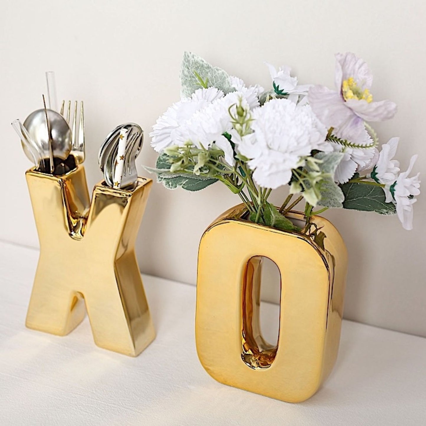 Home Collection Decorative Ceramic Letter Flower Vase 6 Inch