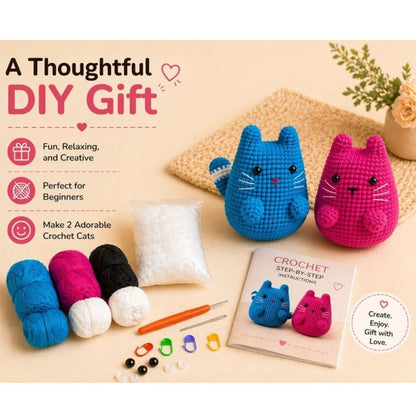 Home Collection Pack of 2 Munchkin Cat Crochet Kit for Beginners