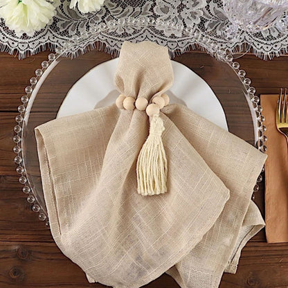 Home Collection 4-Pack Cream Round Wood Bead Napkin Rings