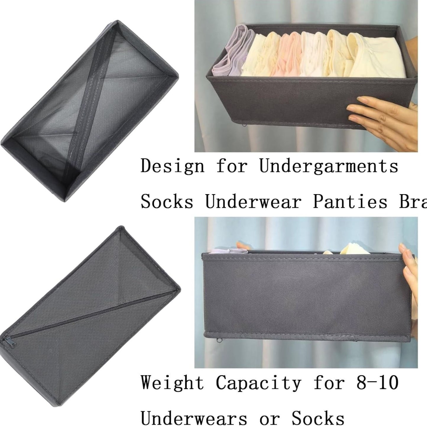 Home Collection Collapsible Sock Drawer Organizer Fabric Storage Bins