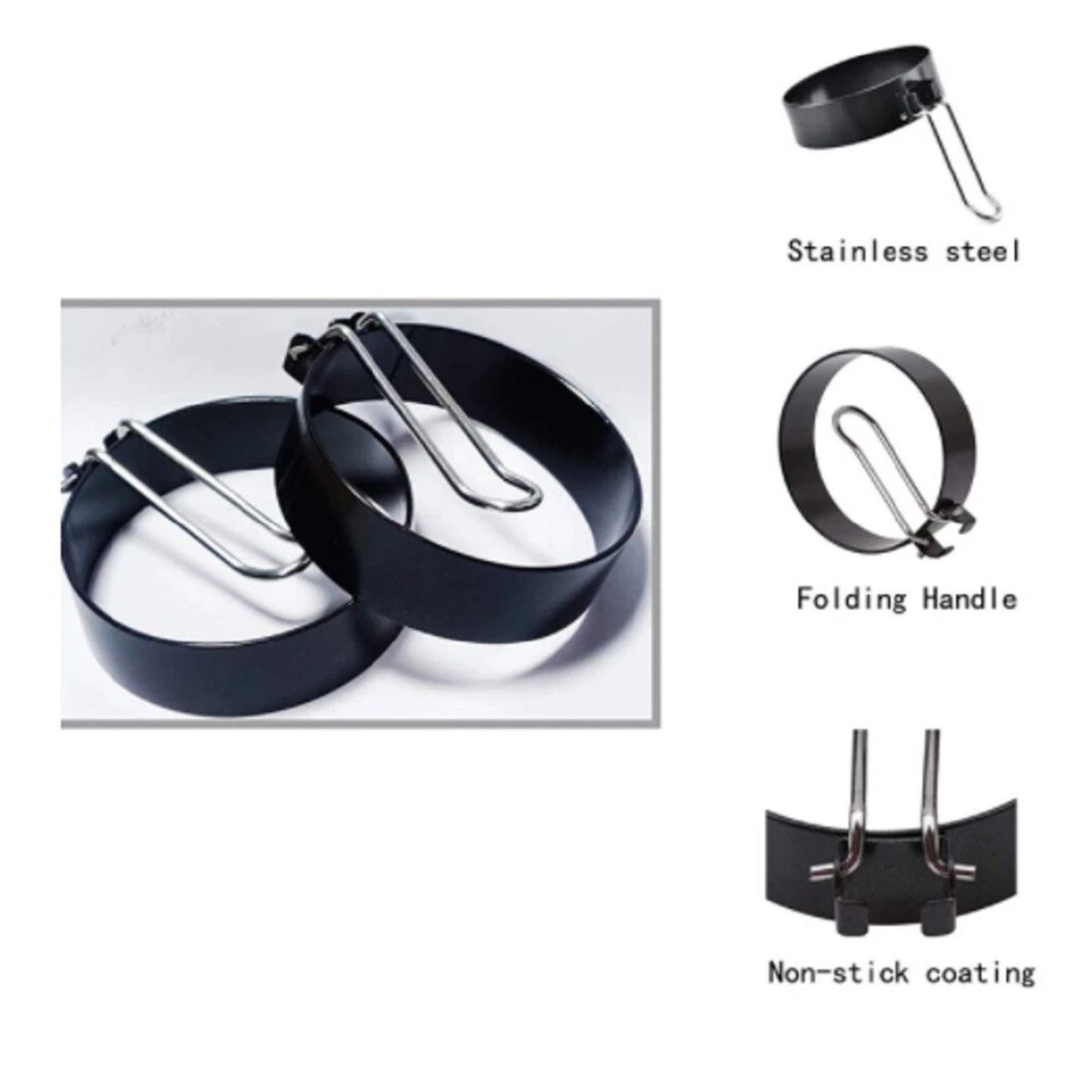 Home Collection Pack of 2 Nonstick Egg Shaper Pancake Mold Ring Set