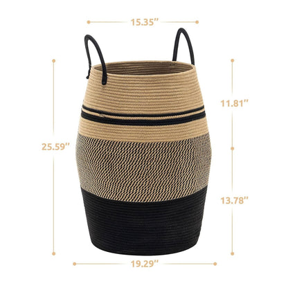 Home Collection 105L Large Woven Rope Laundry Hamper and Blanket Storage Basket