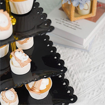 Home Collection 3 Tier Square Plastic Cupcake Holder Heart Rim 13"