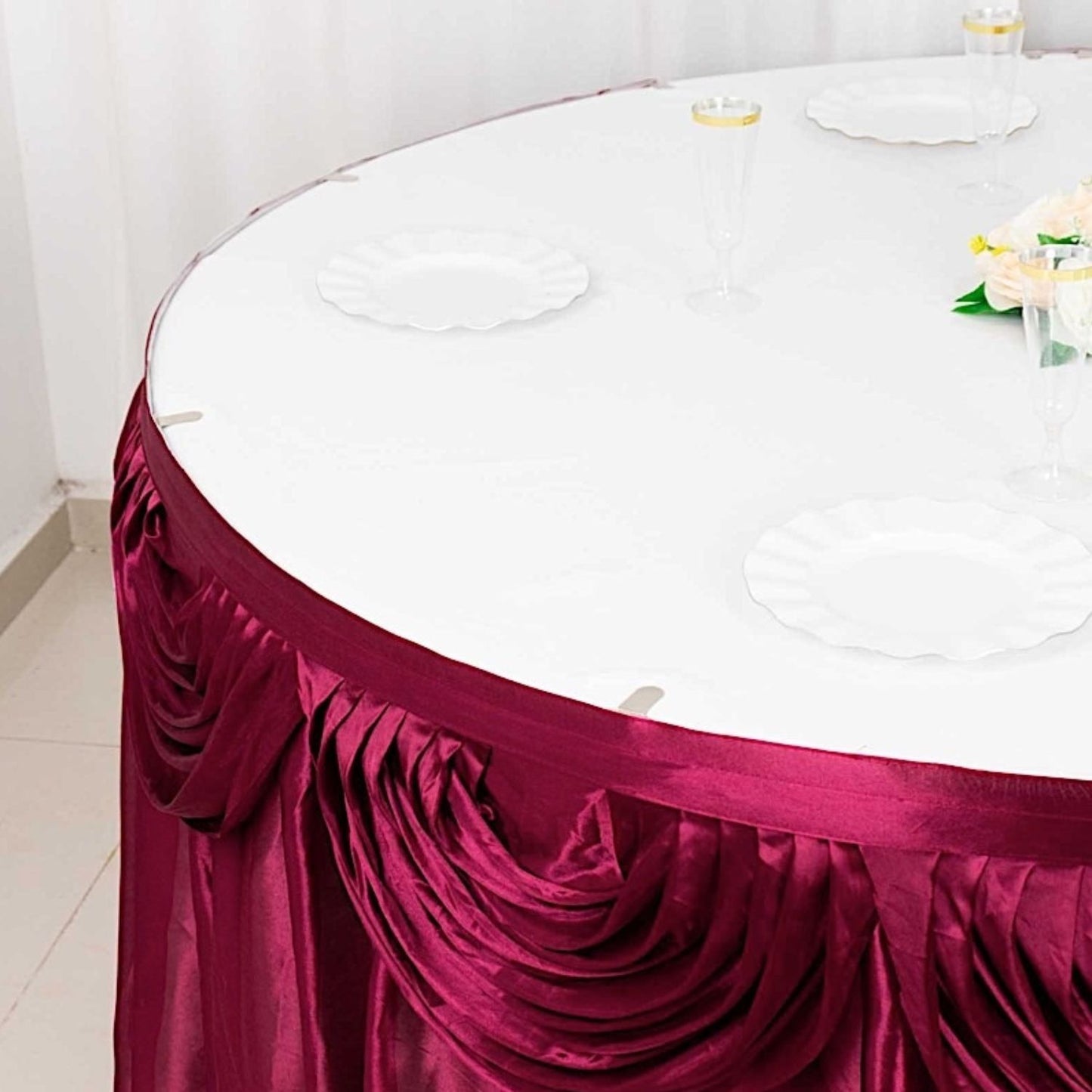 Home Collection Satin Classic Drape Table Skirt 29 Inch