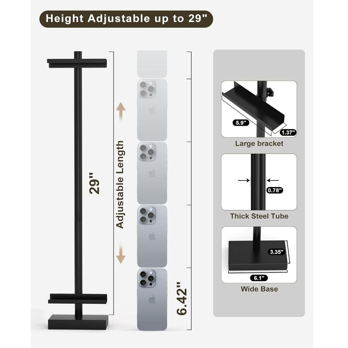 Home Collection Adjustable Metal Tabletop Easel Stand for Displays Up to 29 Inches
