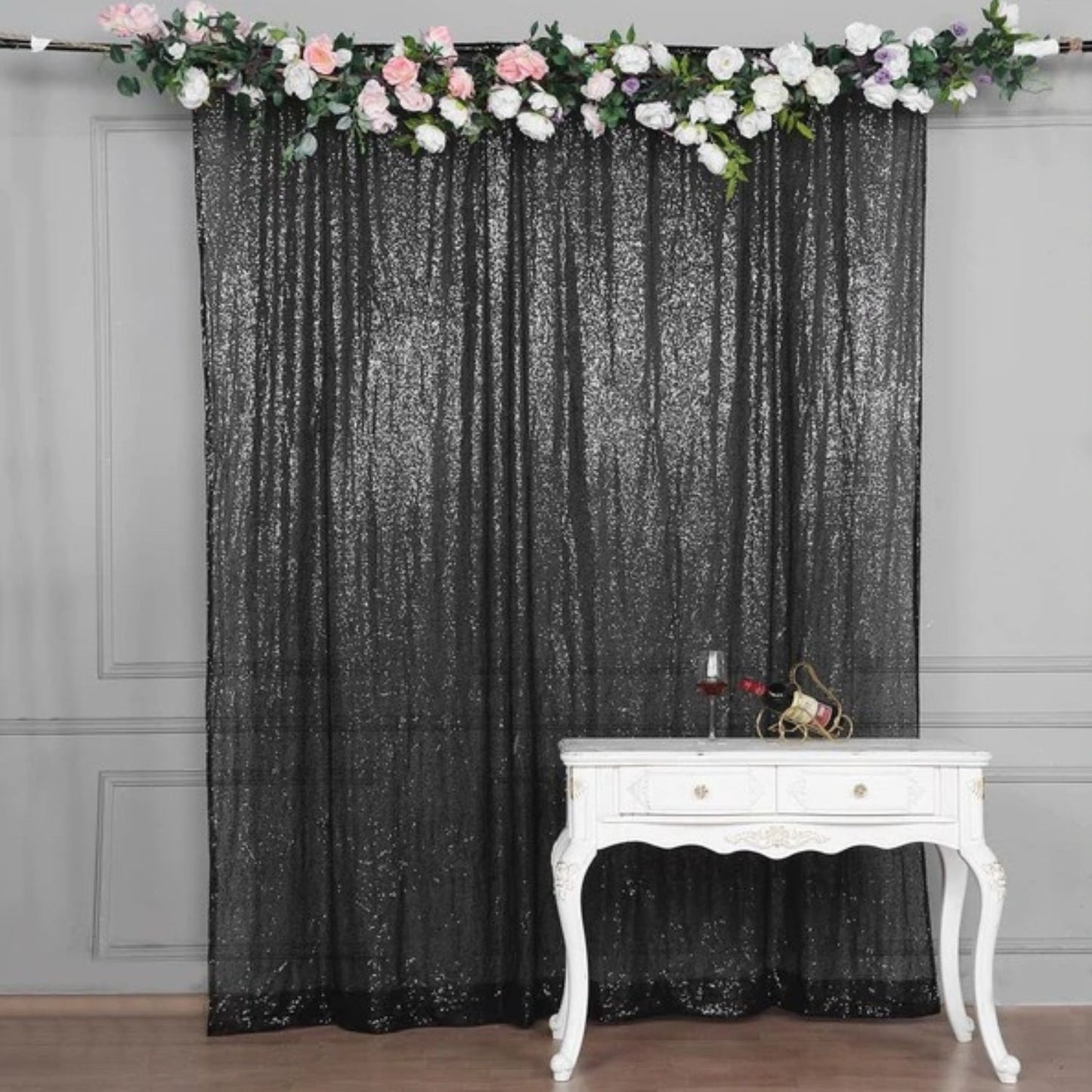 Home Collection Sequined Backdrop Curtain 8x8 ft