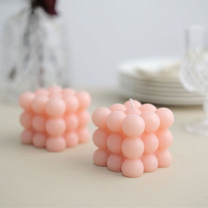 Home Collection Pack of 2 Bubble Cube Unscented Paraffin Wax Candles