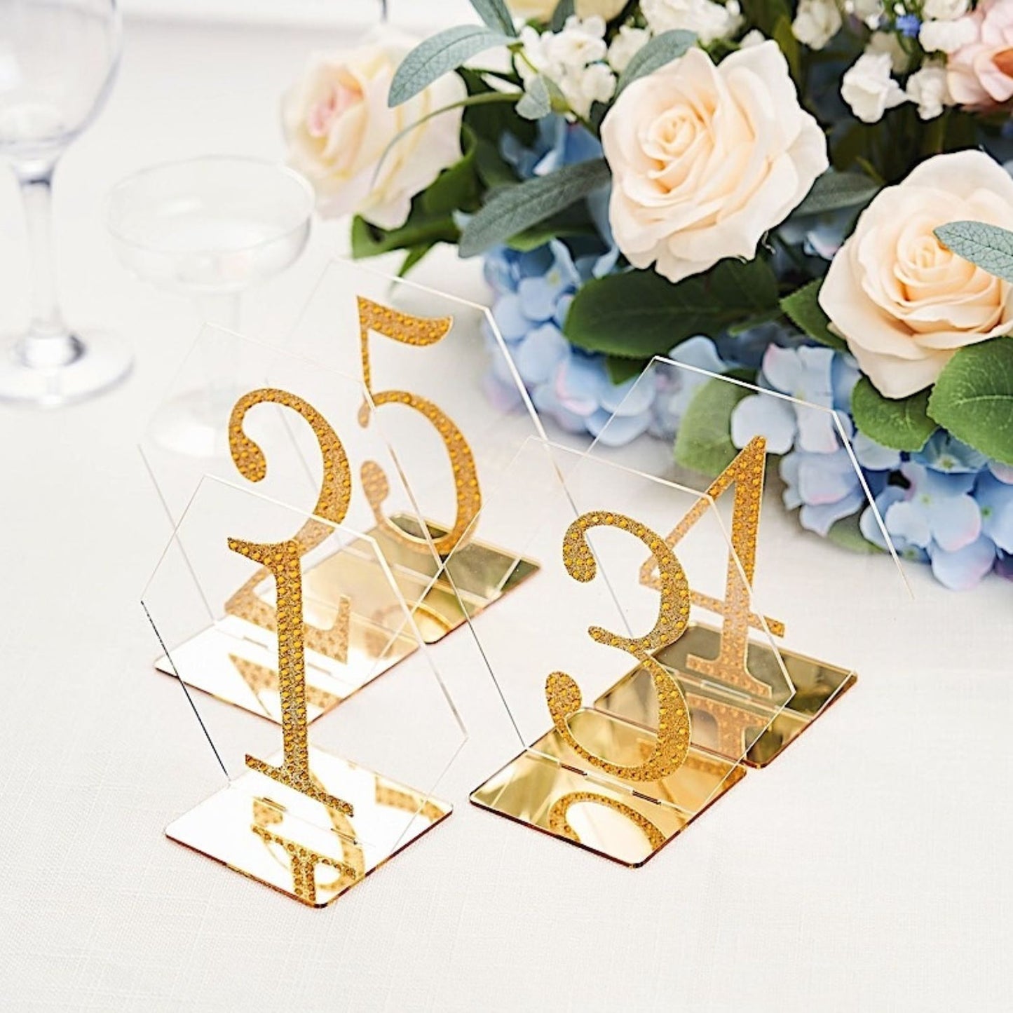 Home Collection Pack of 5 Hexagon Acrylic Table Number Stands 5 Inch