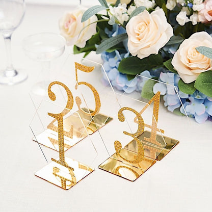 Home Collection Pack of 5 Hexagon Acrylic Table Number Stands 5 Inch