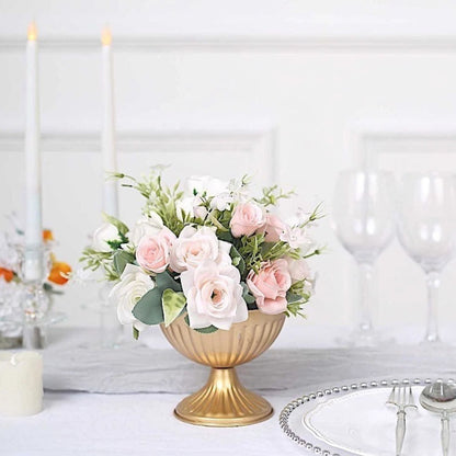 Home Collection 2-Pack Gold Ribbed Bowl-Style Mini Compote Vases 4"