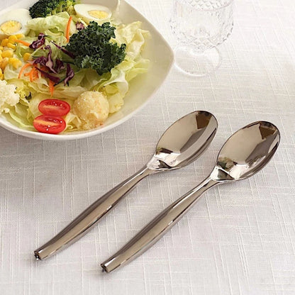 Home Collection Pack of 10 Heavy Duty Silver Plastic Serving Spoons 10"
