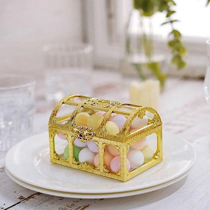 Home Collection 24-Pack 2.5" Mini Treasure Chest Favor Boxes Clear and Gold