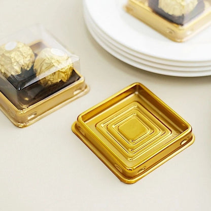 Home Collection Pack of 50 Square Gold Clear Mini Cupcake Boxes 3-Inch